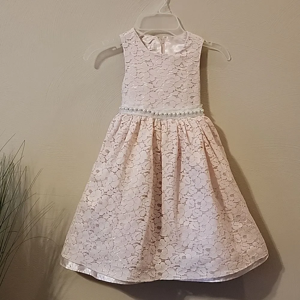 AMERICAN PRINCESS LIGHT PINK LACE OVERLAY SPECIAL OCCASION DRESS, SIZE 4